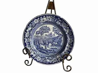 Buy Antique Blue And White Transferware Plate Marked Wild Rose • 20.90£