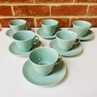 Buy Vintage Wood's Ware Beryl Green Tea Cups And Saucers X 6. Utility.  200ml • 24£
