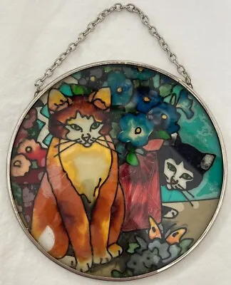 Buy Cats And Flowers Suncatcher Stained Glass Home Decor Window Gift For Cat Lover • 19.16£