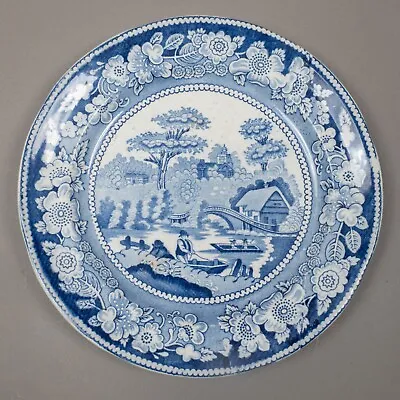 Buy Georgian Plate Blue & White Nuneham Courtenay Wild Rose Border C1840 • 19£
