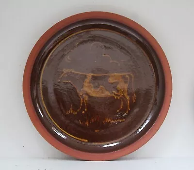 Buy Terracotta Plate With Slip Drawing Of A Cow • 10£