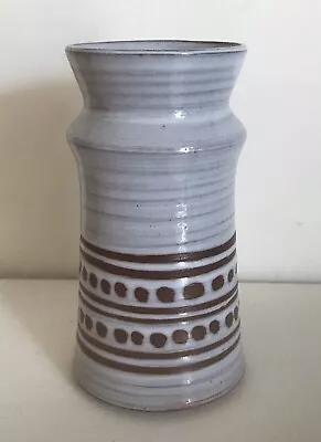 Buy Vintage Lotus Pottery (Stoke Gabriel, Devon) Vase Cream On Terracotta Abstract • 10£