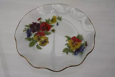 Buy Pilkington Chance Floral Glass Fluted Circular Serving Plate Pansies Flowers • 2.50£