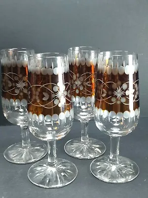 Buy 4x Vintage Bohemian Red Cut To Clear Crystal Glass Sherry Liqueur Glasses 5  • 30£
