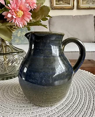 Buy Vintage Art Pottery Vase Jug Creamer Blue Glaze Made In France Farmhouse Cottage • 15£