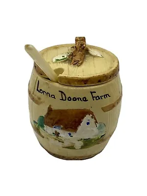 Buy Vintage Manor Ware Lorna Doone Farm Souvenir Lidded Mustard Pot & Spoon • 4.95£