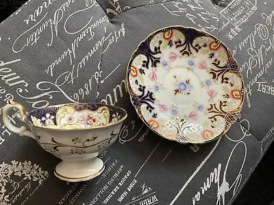 Buy Vintage The Foley China Teacup And Saucer Navy Gold Flowers England  • 11.44£