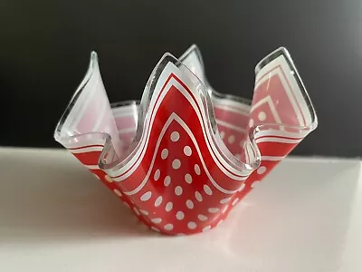 Buy Chance Glass - Vintage Retro Polka Dot Handkerchief  Vase - 4” • 15£