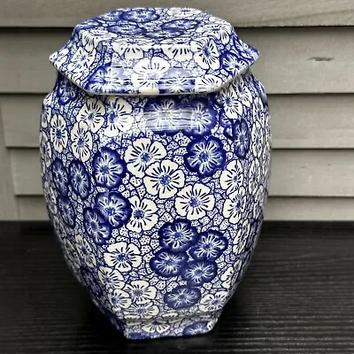 Buy Vintage Blue & White Victoria Staffordshire Ironstone Lidded Flowered Urn Vase • 46.95£