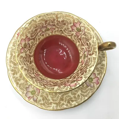 Buy Vintage Royal Stafford Maroon And Gold Tea Cup And Saucer Duo. • 18£