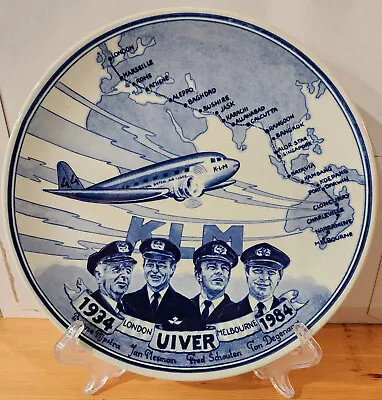 Buy Special Ed. Delft Blue Commemorative Plate KLM Uiver London Melbourne 1934-1984 • 79.69£