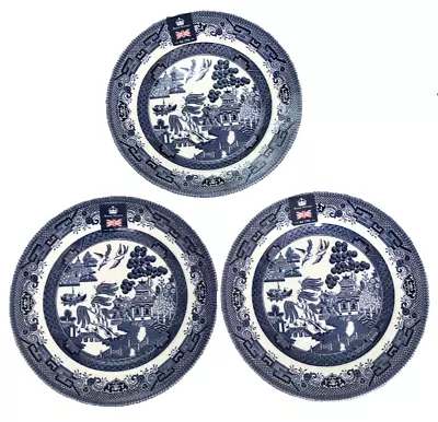 Buy NEW 3x Royal Wessex Queen's By Churchill England Blue Willow 10  Dinner Plate • 43.15£