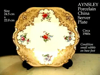 Buy Vintage Aynsley Porcelain Square Floral Designed Serving Plate & Gold Trim • 9.99£