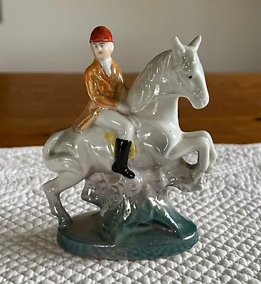 Buy Vintage Lustre Ware Pottery Horse & Rider Figural Bud Vase Equestrian Interest • 12£