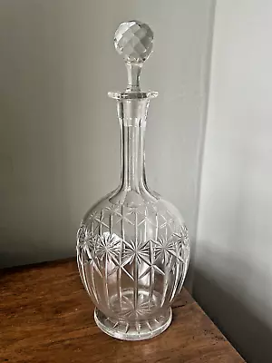 Buy ANTIQUE Victorian Clear Cut Glass Decanter And Stopper Star Pattern • 40£