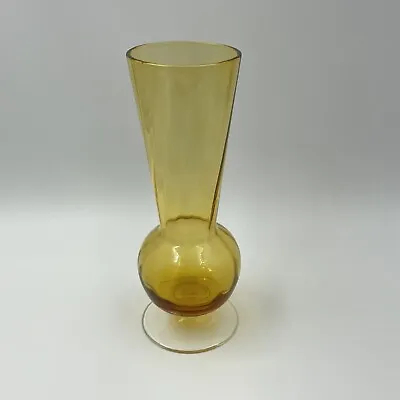 Buy Vintage Retro Hand Made Yellow Amber Colour Hand Blown Glass Lovely Bud Vase 6¼  • 13£