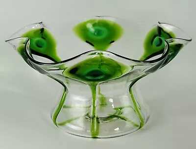 Buy Stuart Sons For Liberty & Co Peacock Eye Trailed Glass Bowl C1905 • 195£