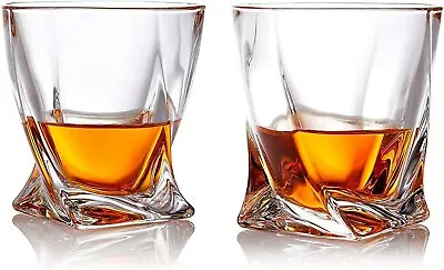Buy Clear Glass Crystal Quadro Tumbler 340ml Whisky Spirit Glasses - Set Of Four • 28.49£