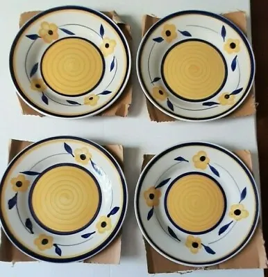 Buy 4no Lovely Italian Style Blue, Yellow/cream 19.50cm (7.5 ) Dia Side Plates - New • 14£