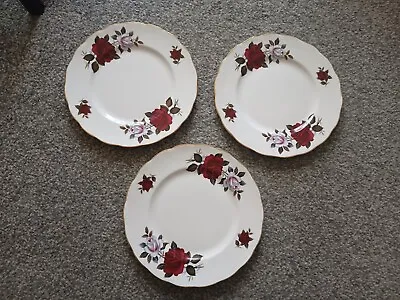Buy 3 X Colclough 21 Cm Side Plates Roses Pattern • 5£