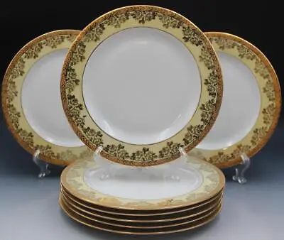 Buy Royal Bavarian Hutschenreuther Limoges Decor Set Of 8 Dinner Plates 22KGold • 256£