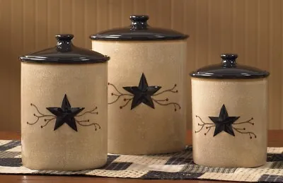 Buy Star Vine Ceramic Primitive Country Home Canister Set Of 3 • 105.63£