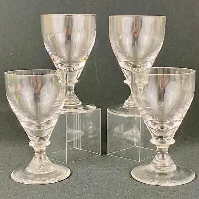 Buy Set Of 4 English Antique Georgian Revival 19thc Wine Glass Small Rummer 10.3cm • 85£