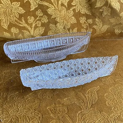 Buy 2x Antique Sowerby Crystal Style Yacht Boat Pressed Glass Vintage Art Deco • 22£
