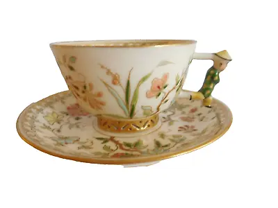 Buy Antique Hungarian Herend Zsolnay Style Enameled Cup And Saucer On Pierced Feet • 395£