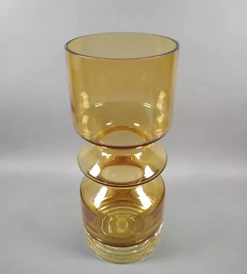 Buy Vintage Finnish Riihimaki Amber Hooped Glass Vase ~ Large 27 3/4 Cm Tall  • 75£