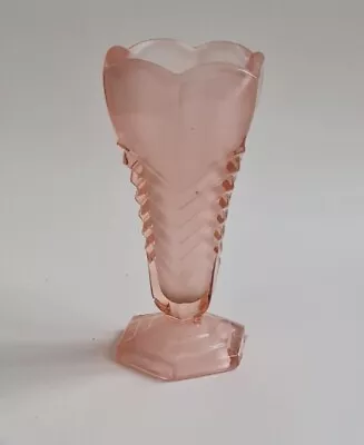 Buy Davidson Pink Frosted Glass Vase Art Deco Vintage 6.5  • 15£