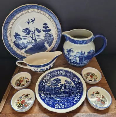 Buy Vintage Blue And White Pottery Jugs Plates Job Lot - Spode Sandland Ware Doulton • 28£
