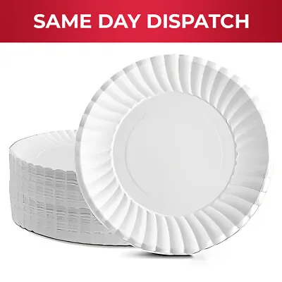 Buy Paper Plates White Disposable Dishes For Catering Party Buffet 9 In • 139.95£