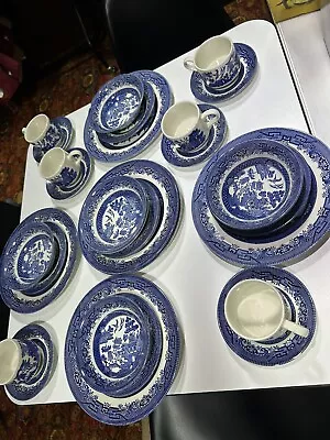 Buy Churchill Blue White Willow Pattern 6x Tableware Tea-set (no Teapot) • 130£