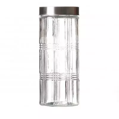 Buy Round Glass Storage Jar With Stainless Steel Lid 2.2L • 3.99£