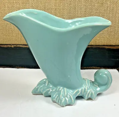 Buy Vintage McCoy Pottery Cornucopia Vase Planter Light Blue-Green USA 6  Crazing • 18.92£