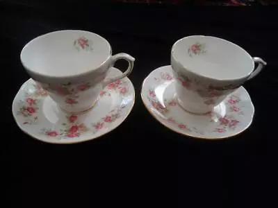 Buy Vintage Pair Of Tea Cups & Saucers Duchess Royal China June Bouquet • 9.99£
