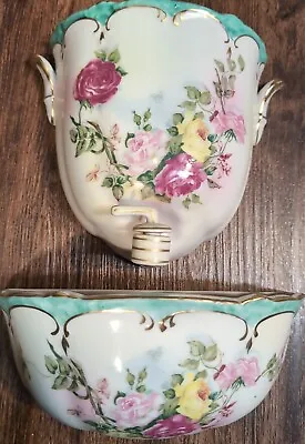 Buy Vintage Lefton Wall Pocket Floral Ceramic Fountain Bowl Pocket XA 675 • 28.59£