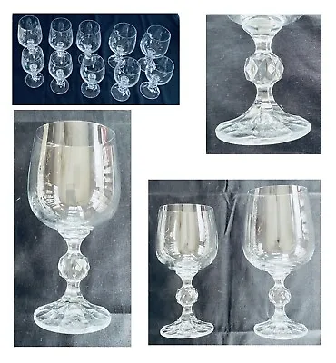 Buy VINTAGE Bohemia Crystal Wine Glasses CLAUDIA 12 & 6 Oz Prism Ball Stem 10-Pc Set • 66.39£