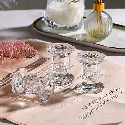 Buy Glass Candle Holder Taper Candlestick Holders Set Of 6 For Wedding, Church, Chr • 17.45£