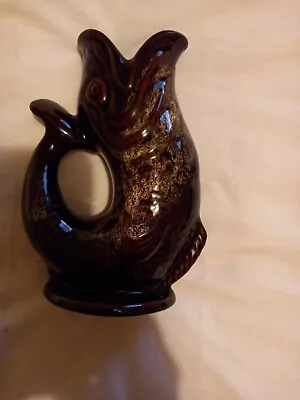 Buy  Fosters Studio Pottery Cornwall Dark Brown Gurgle Glug  Vase - 20cm Or 8  VGC • 22£