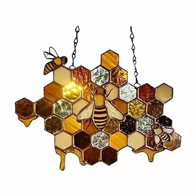 Buy High Stained Glass Suncatcher Bee Window Panel Hanging Decoration Ornaments UK  • 10.68£