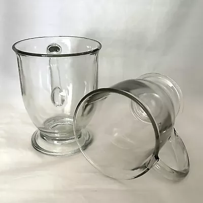 Buy 2 Vintage Elegant 16oz Clear Glass Footed Anchor Hocking Coffee Latte Mugs • 18.97£