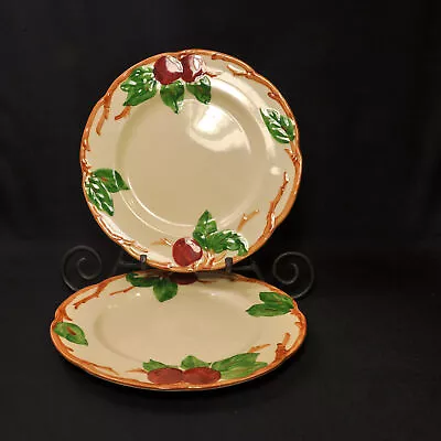 Buy Franciscan Apple Set 2 Luncheon Plates 9 5/8  Red Green Brown 1958-1966 TV Mark • 48.24£