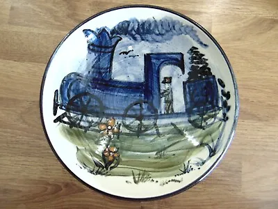 Buy Vintage Alvingham Pottery Bowl - Train Design - 1969 • 25£