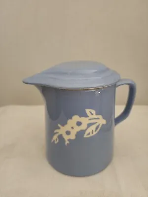 Buy Vintage Blue Cameo Ware Covered  Pitcher By Harker Zephyr Blue Syrup Milk USA • 38.51£