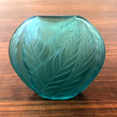 Buy Pretty Lalique  Filicaria  Small Green Glass  Pillow Vase In Great Condition • 285£
