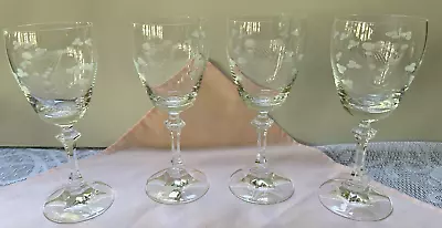 Buy Duiske Irish Hand Cut Crystal  Aine  Wine/Water Glasses Harp Shamrock Set Of 4 • 56.69£