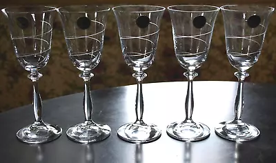 Buy Vtg Set 5 HAND BLOWN CRYSTAL Wine Glass ETCHED SPIRALS Bohemian W Labels 7 7/8  • 54.74£