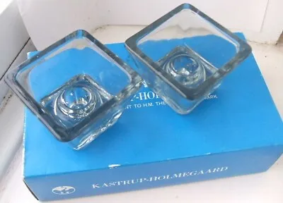Buy Vintage Danish Kastrup-holmegaard Clear Glass Taper Candle Holders Original Box • 16.50£